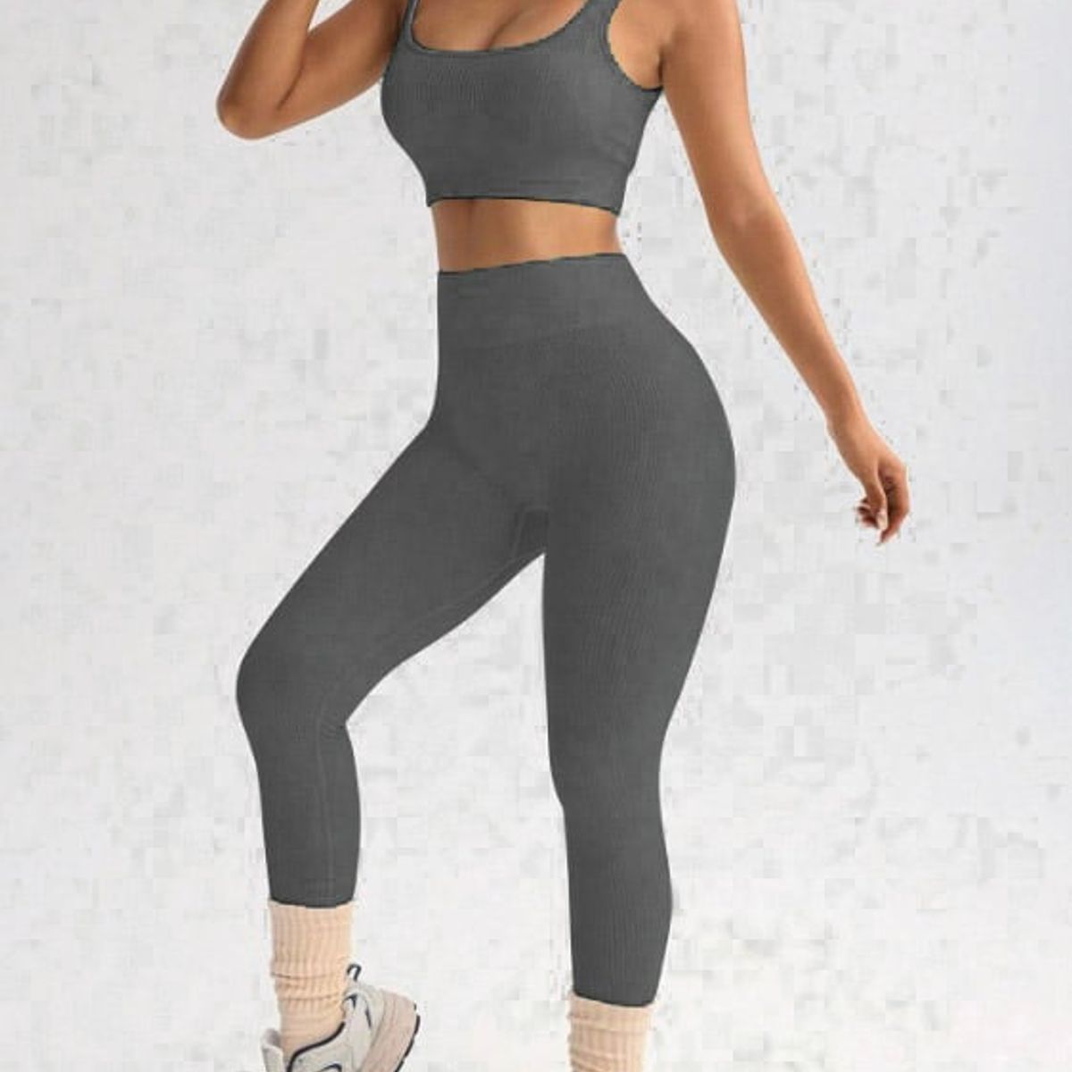 GENERICO - Conjunto deportivo Rib Top y Legging Set para el gym yoga