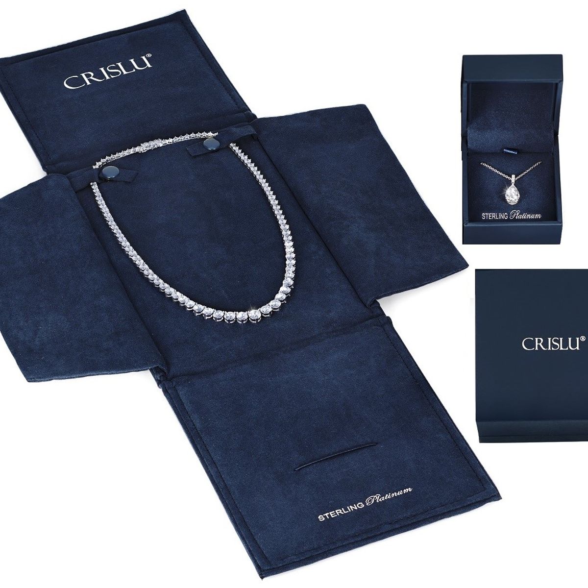 CRISLU - Collar extensible brillante con barra redonda de 7 piedras