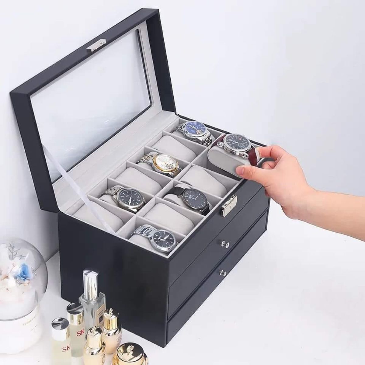 GENERICO - Organizador De Relojes de 3 Capas  + Joyería y Gafas