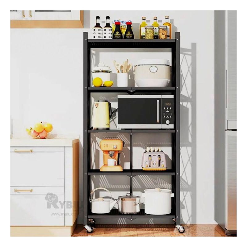 RYBIU IMPORT - Mueble Practico con 5 Niveles en Negro Y+Gift MiniAgenda