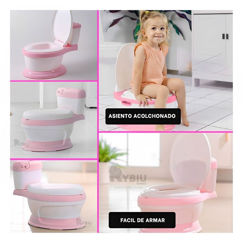 RYBIU IMPORT - Bacin Funcional de Baño en Tono Rosado Y+Gift Stickers