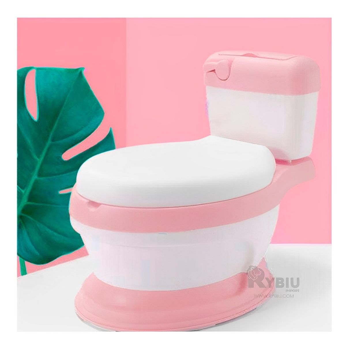 RYBIU IMPORT - Inodoro Moderno en Tono Rosado Y+Regalo Stickers