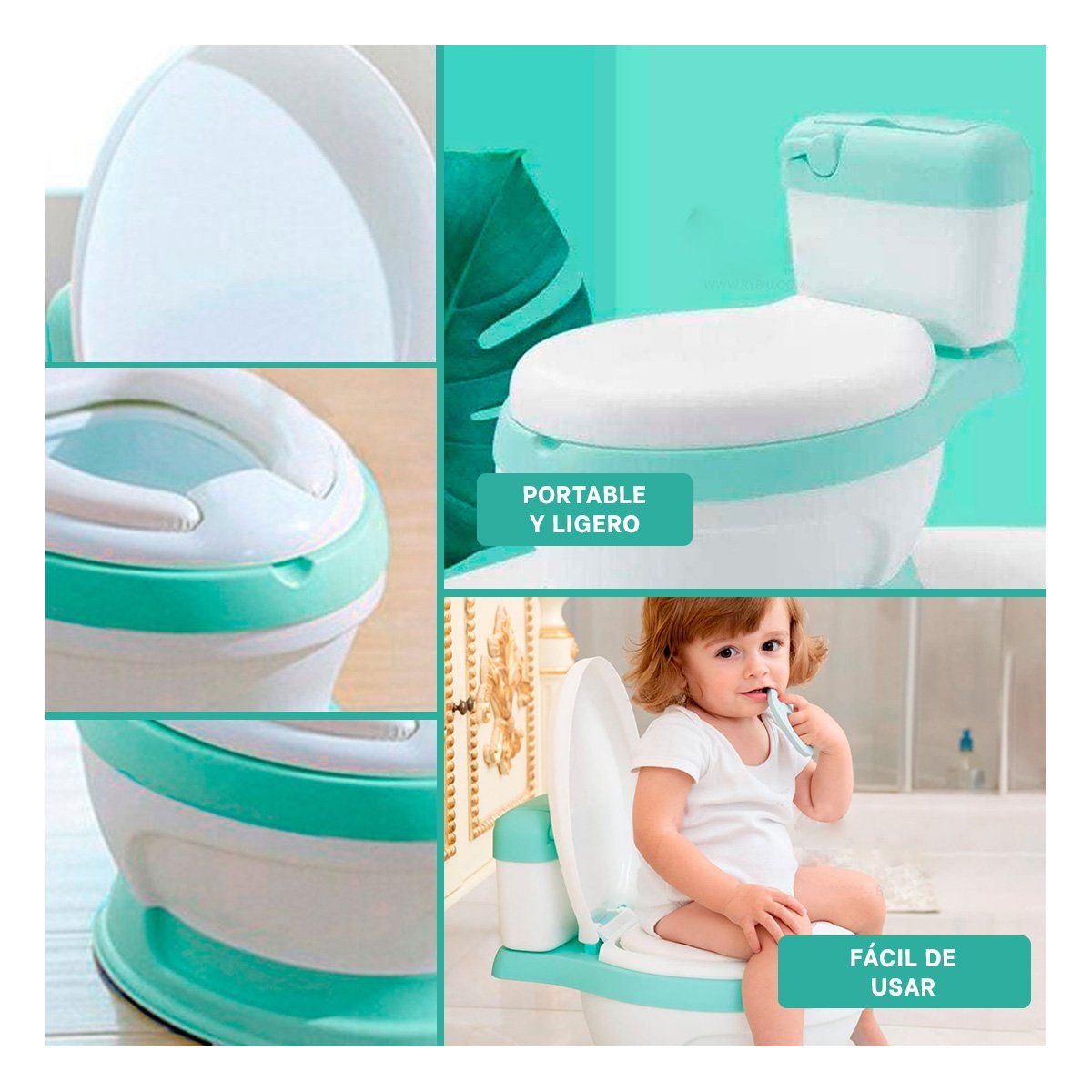 RYBIU IMPORT - Inodoro de Facil Armado en Tono Verde Y+Papel de Regalo