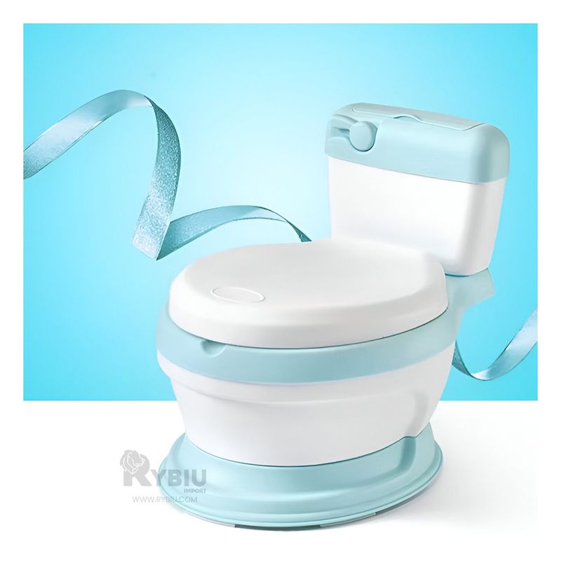 RYBIU IMPORT - Inodoro Resistente de Color Celeste Y+Papel de Regalo