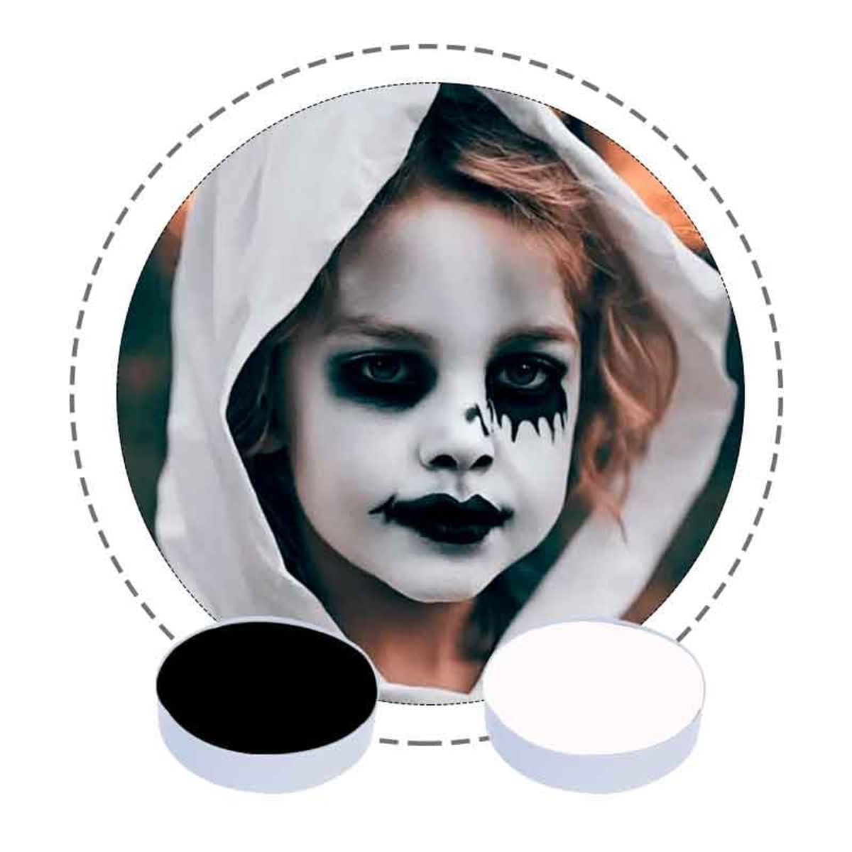 MASK COLORS - Kit Maquillaje Halloween teatro  Blanco y Negro de 20 grs (2unds