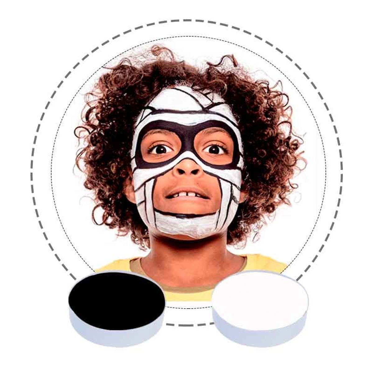 MASK COLORS - Kit Maquillaje Halloween teatro  Blanco y Negro de 20 grs (2unds