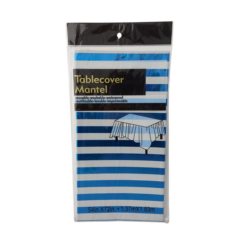GENERICO - Mantel de papel Aluminio Rayas Azul y Blanco 137m X 183m