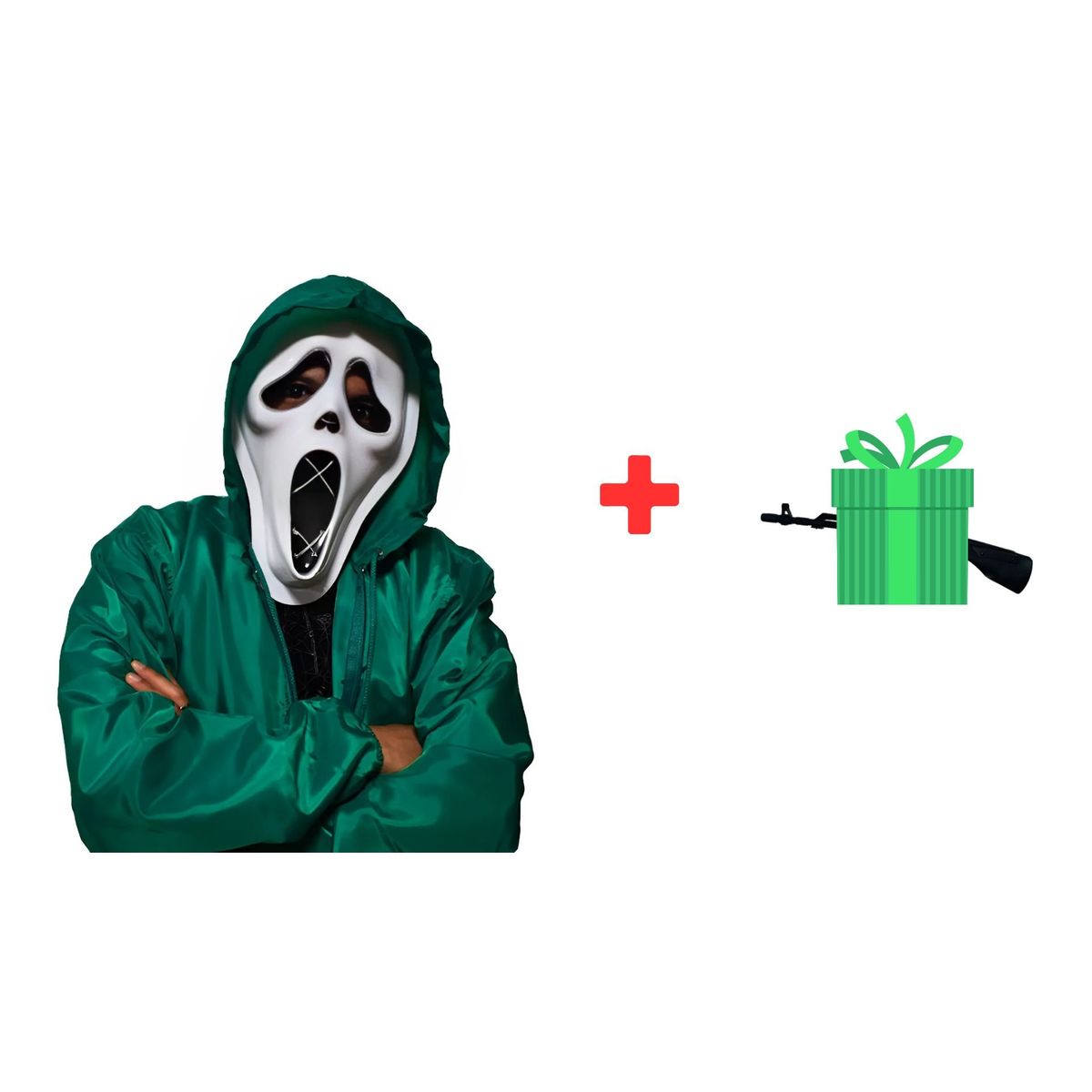 GENERICO - Disfraz Completo con Máscara Led Ghost Face Talla L