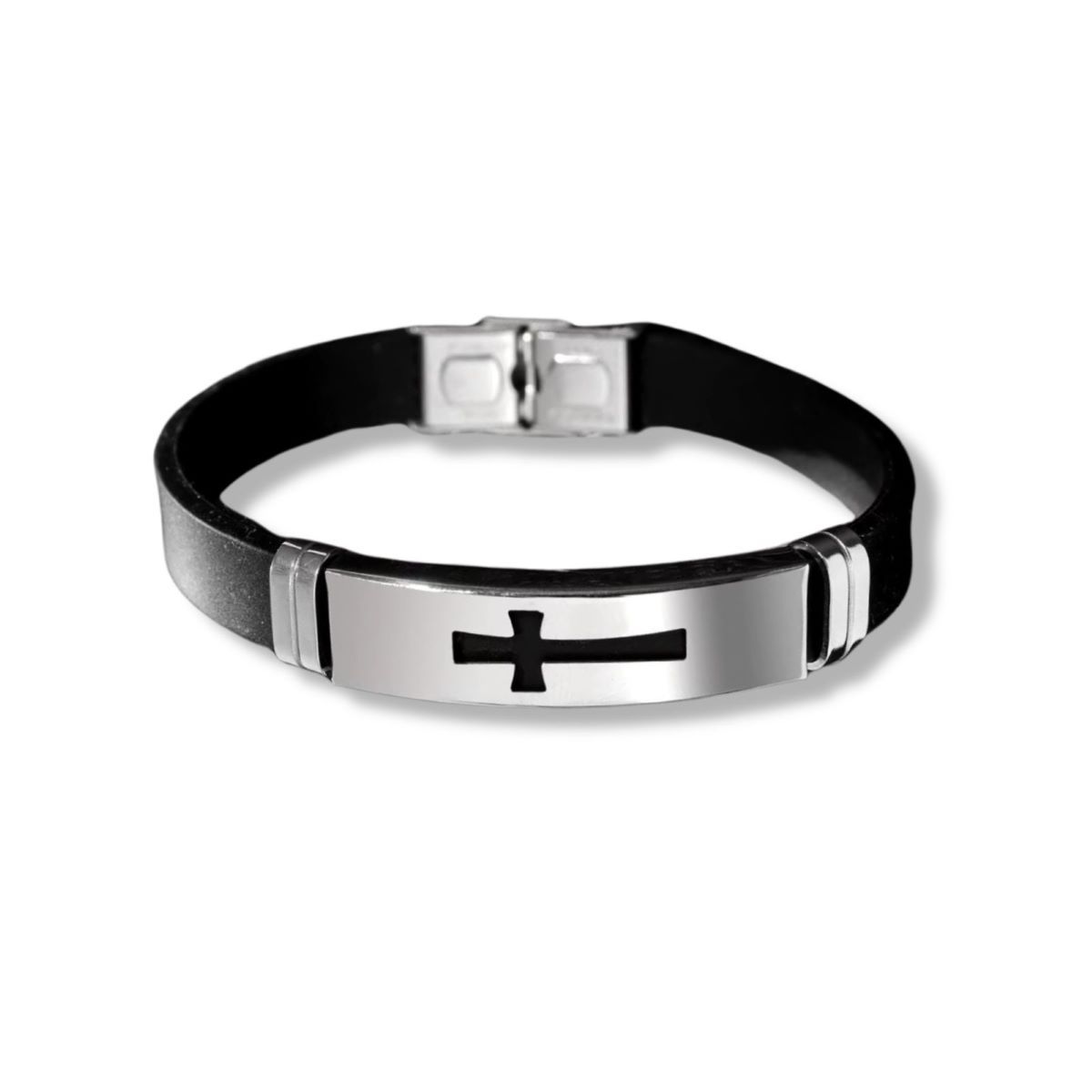 SANTORAL - Pulsera Cruz - Acero y Silicona