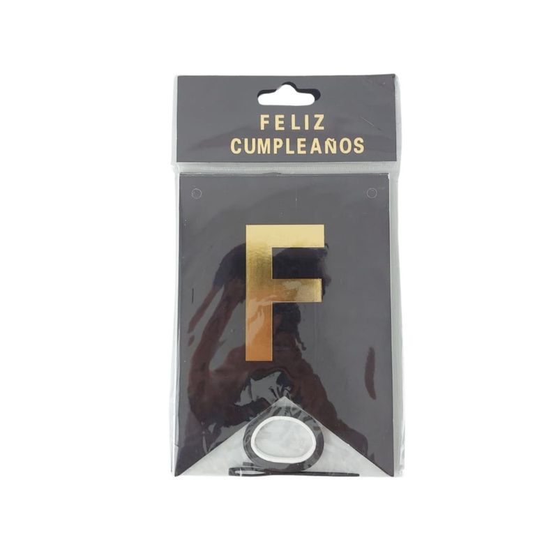 GENERICO - Banderín Feliz Cumpleaños - Negro + pack de velas