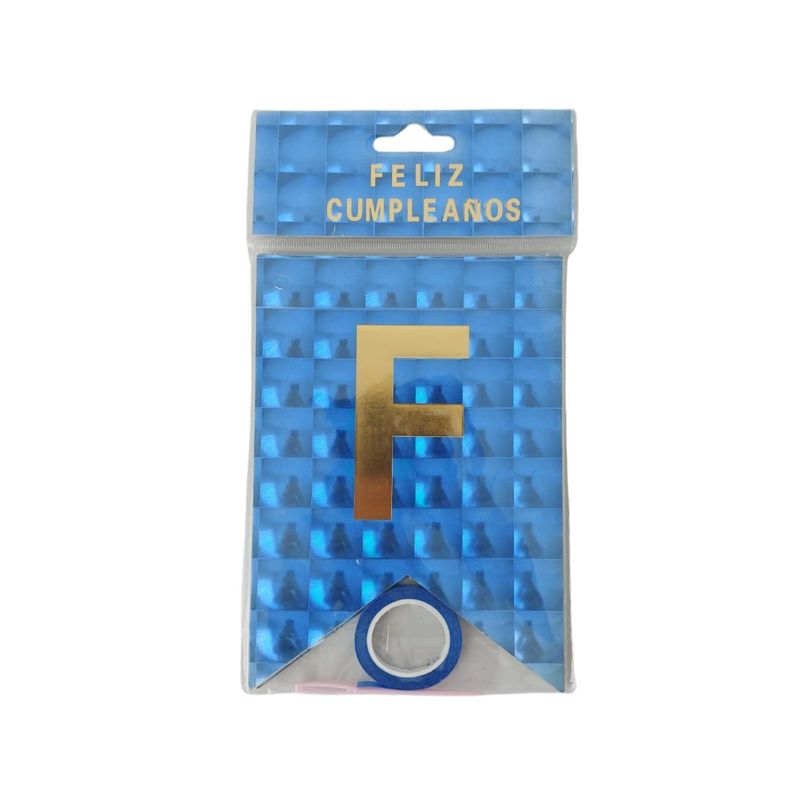 GENERICO - Banderín Feliz Cumpleaños - Azul + pack de velas