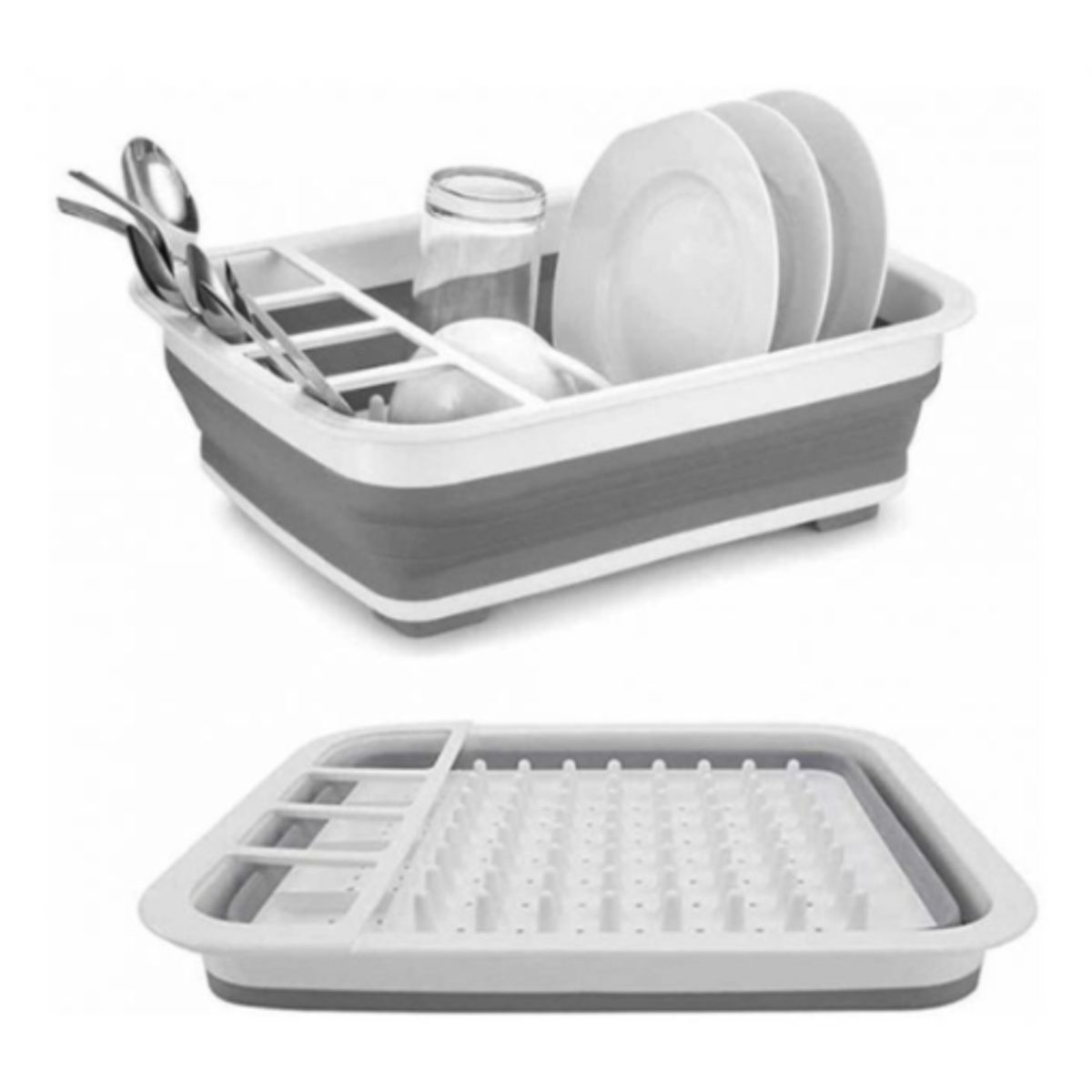 GENERICO - Escurridor Plegable Blanco con Gris platos