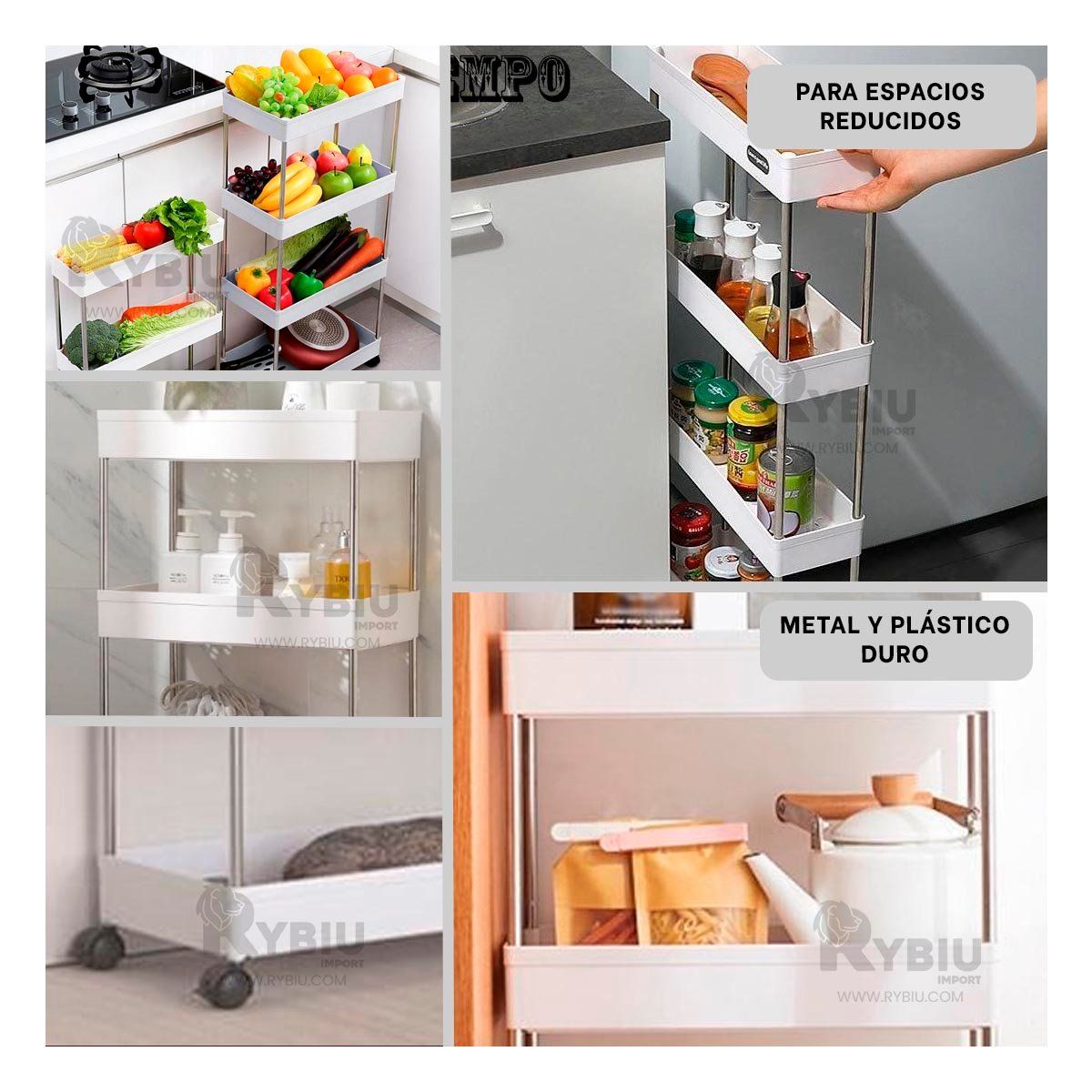 RYBIU IMPORT - Mueble con 4 Espacios y Armable en Blanco Y+Regalo Stickers