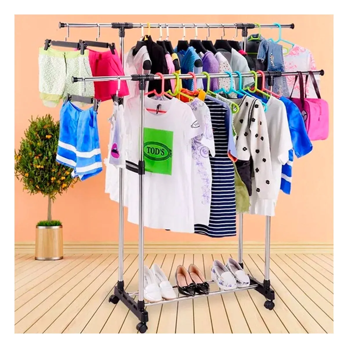 RYBIU IMPORT - Perchero Transportable para Hogar en Plomo Y+Gift Stickers