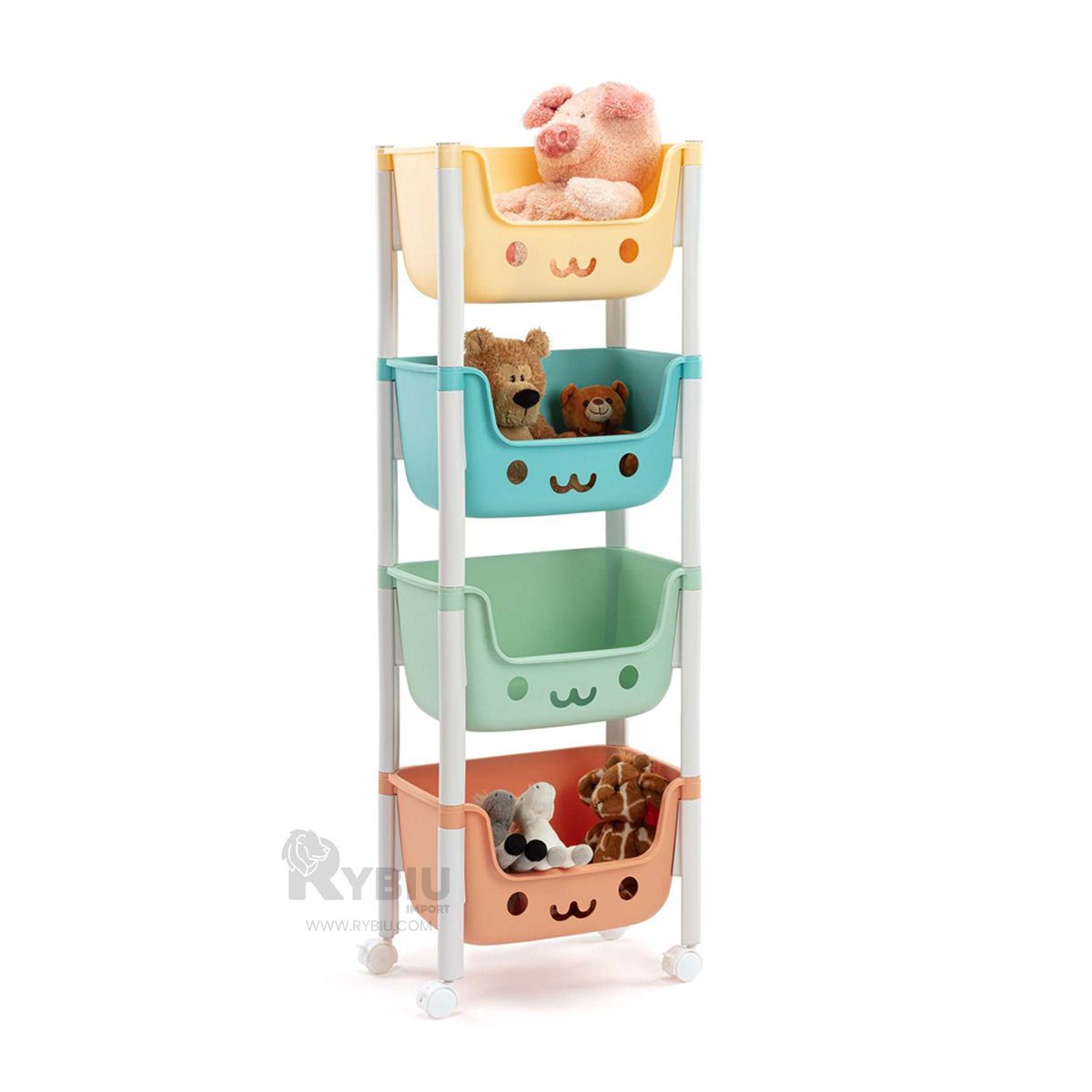 RYBIU IMPORT - Juguetero para Niños con Techo Multicolor Y+Papel de Regalo