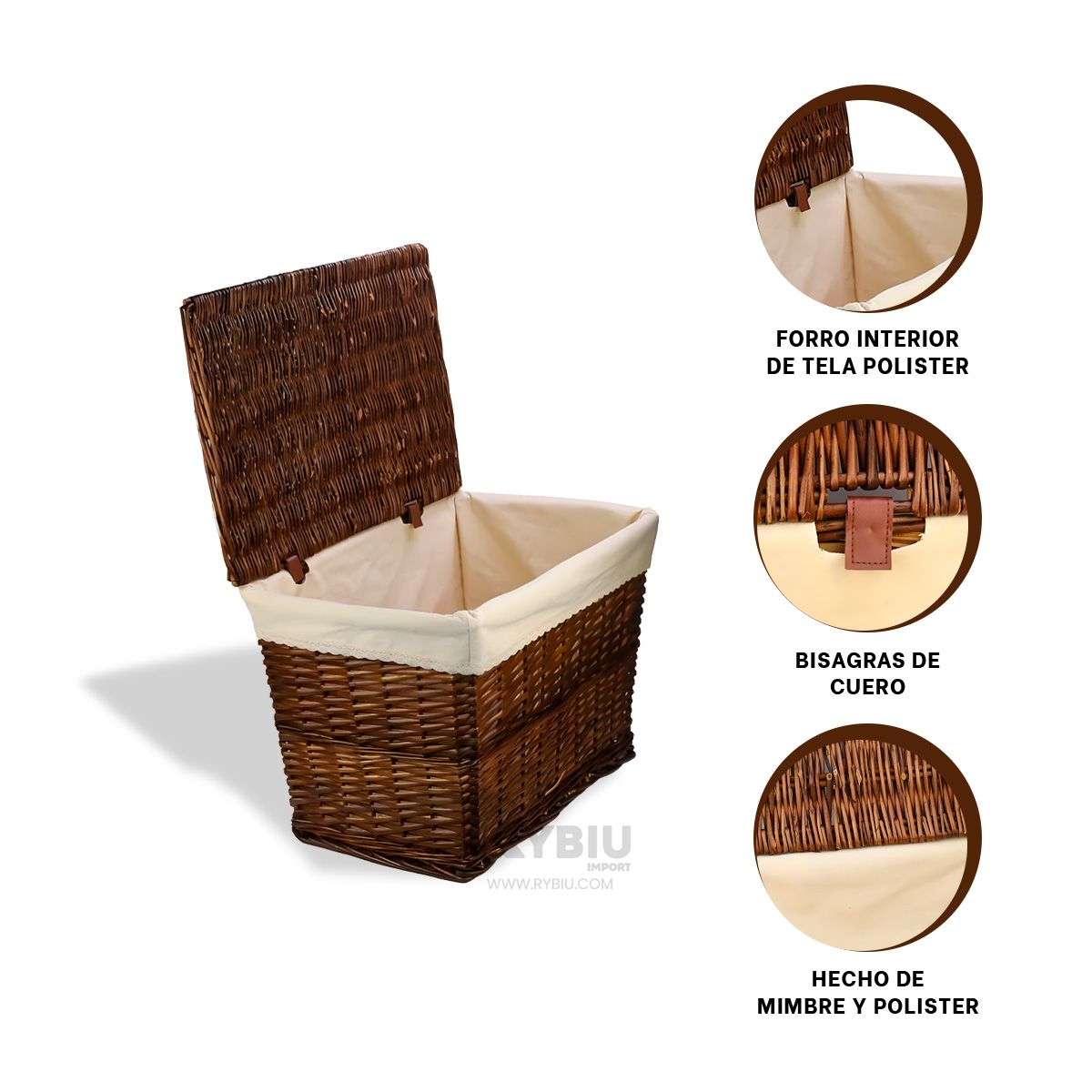 RYBIU IMPORT - Canasta Multiusos con Tapa de Marron Y+Envoltorio de Regalo