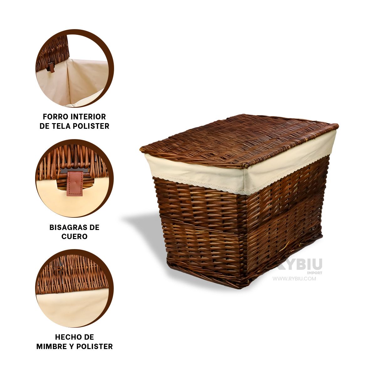 RYBIU IMPORT - Canasta Multiusos con Tapa de Marron Y+Envoltorio de Regalo