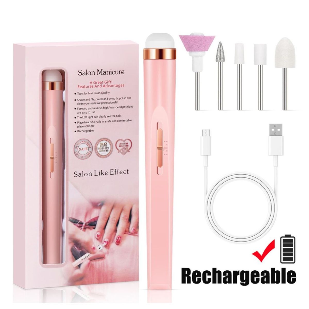 GENERICO - kits  de manicura y pedicura eléctrico - Rosado