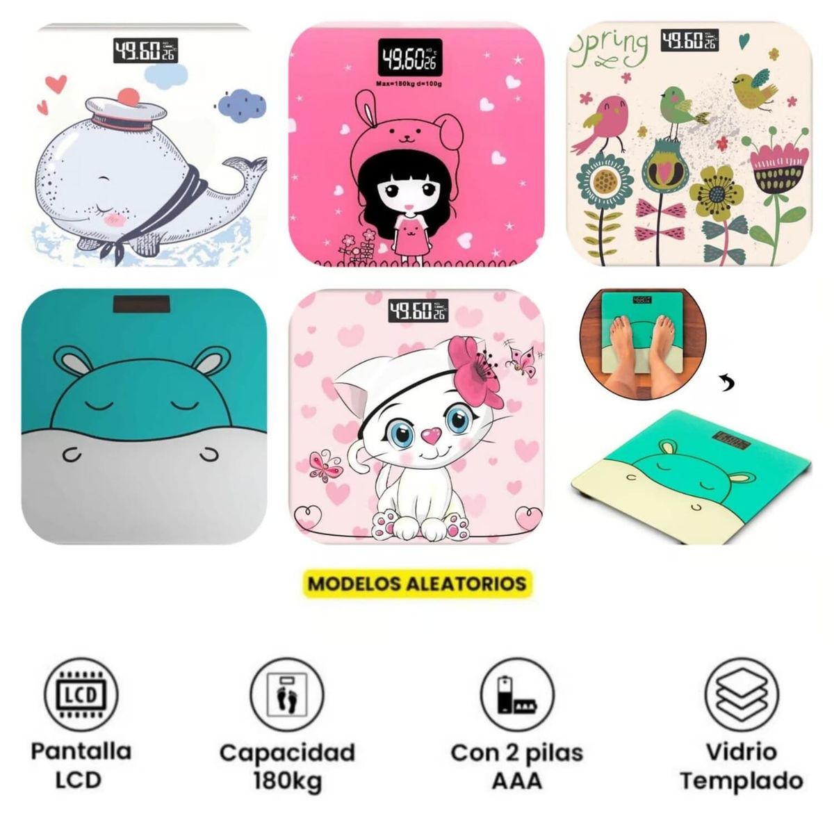 GENERICO - BALANZA DIGITAL PARA NIÑOS KAWAI MAX 180KG  MODELOS DIVERSOS