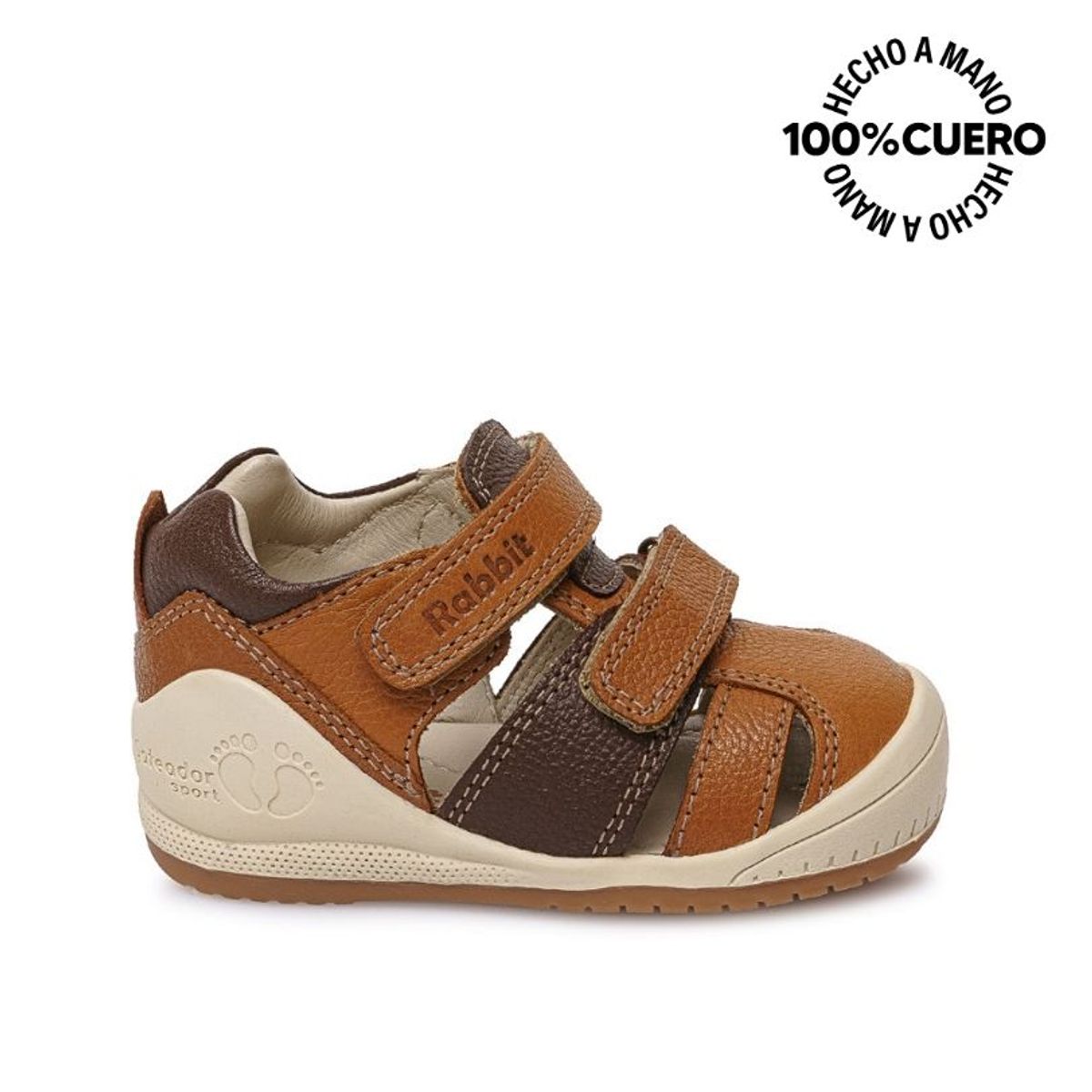 RABBIT - Sandalia Franciscana Casual ALEX-2508 Natural Rabbit Cuero
