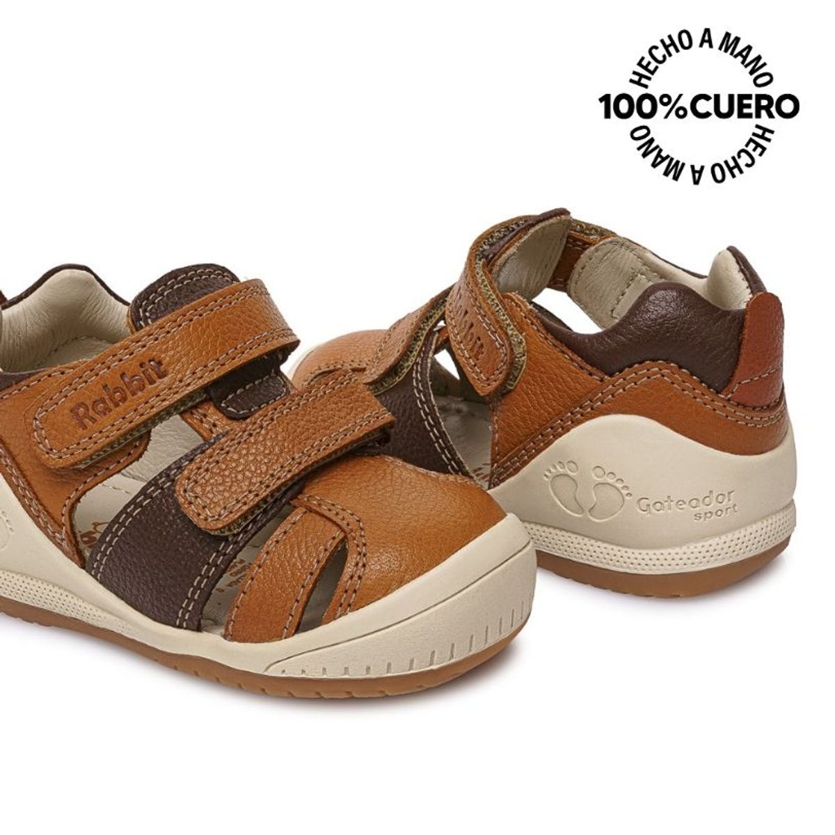 RABBIT - Sandalia Franciscana Casual ALEX-2508 Natural Rabbit Cuero