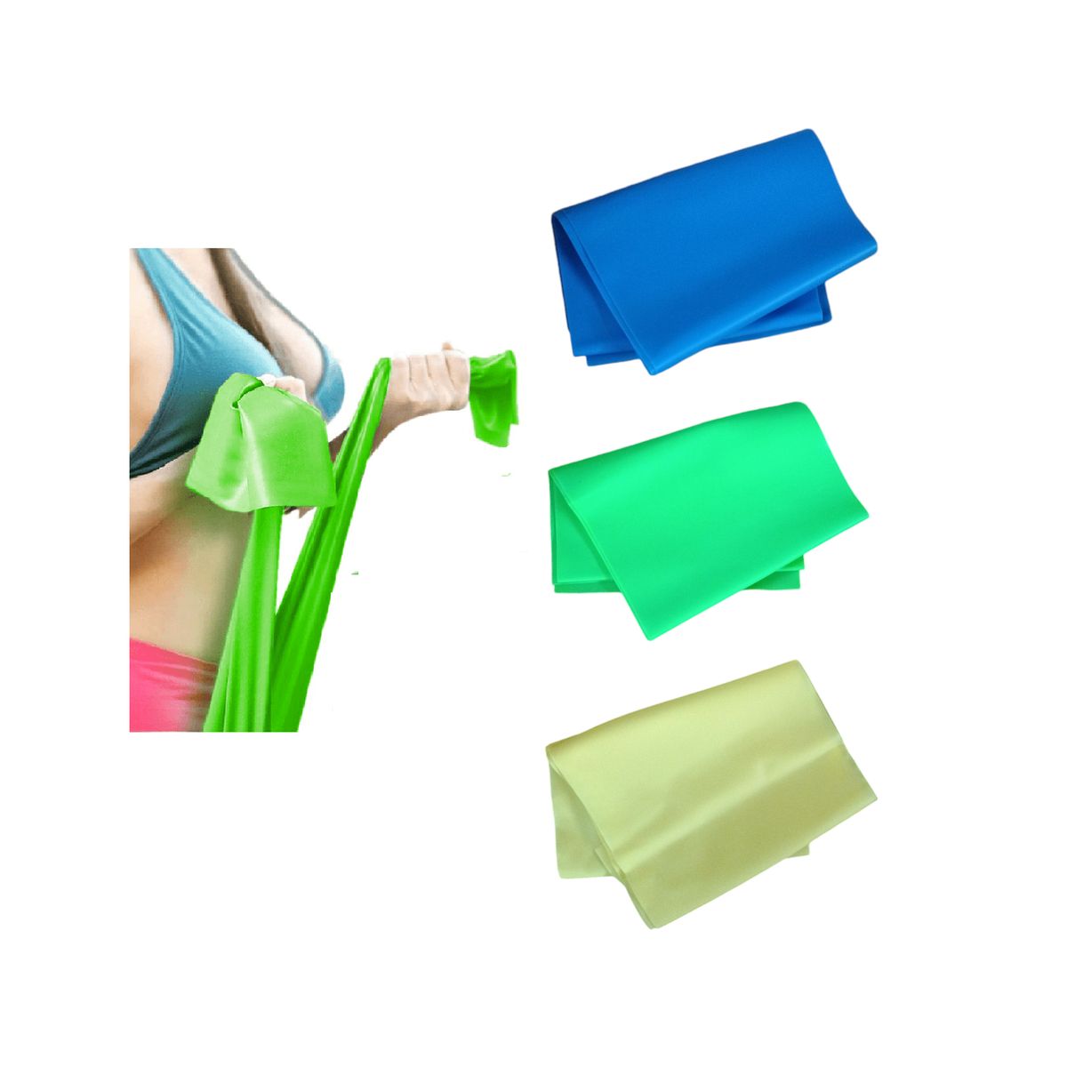 GENERICO - Set 3 Bandas Ligas Elásticas Abiertas Ejercicios Pilates