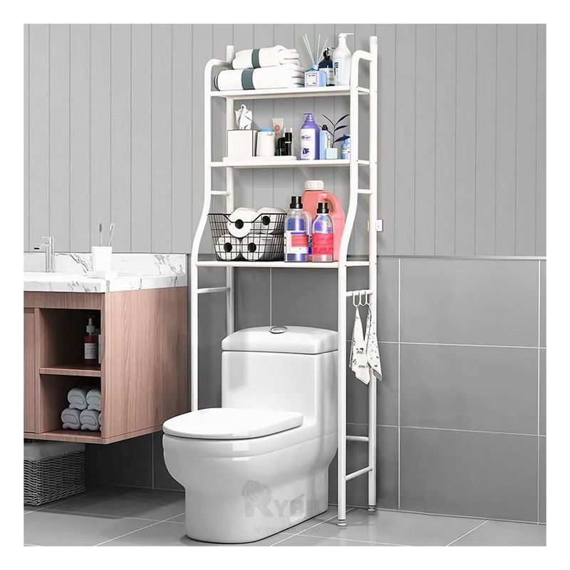 RYBIU IMPORT - Estante para Baño en Diseño Cuadrado de Color Blanco
