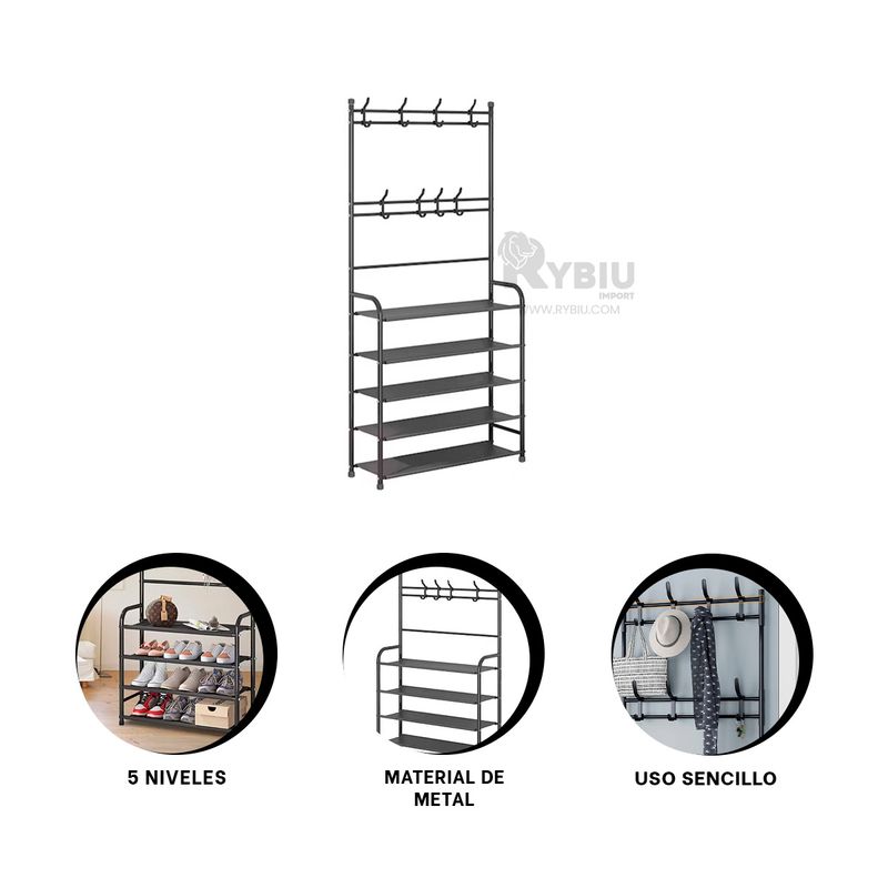 RYBIU IMPORT - Estante de Casa para Zapatos Tono Negro Y+Post-it Adhesivos