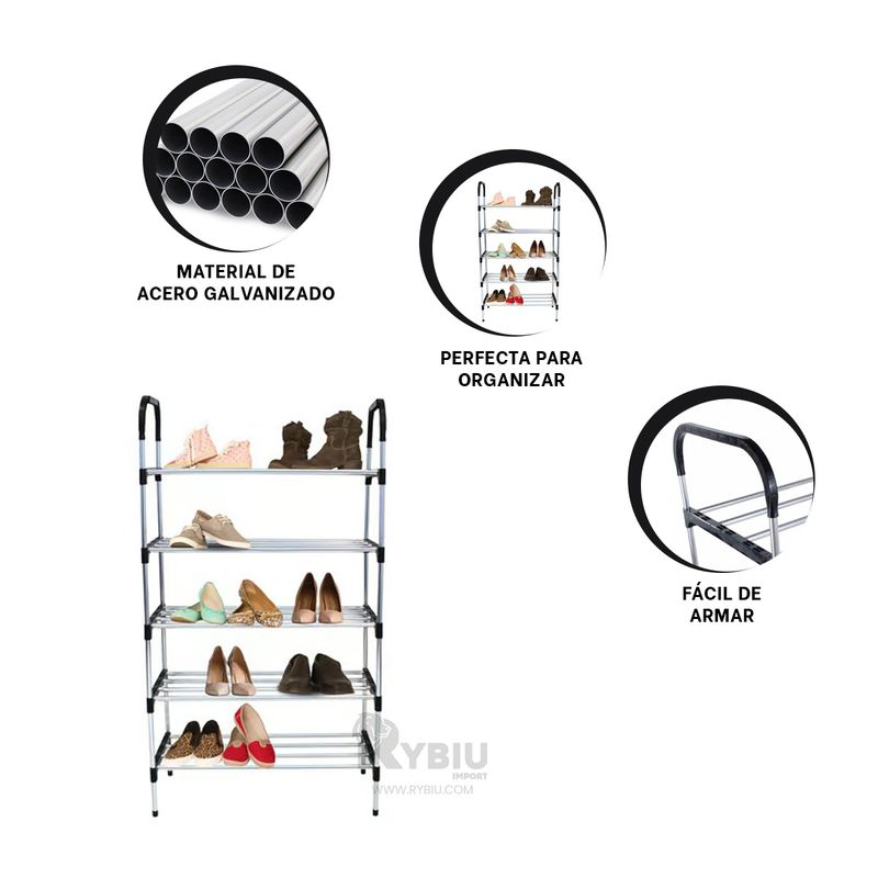 RYBIU IMPORT - Soporte Practico de Calzado Negro Y+Banderitas Adhesivas