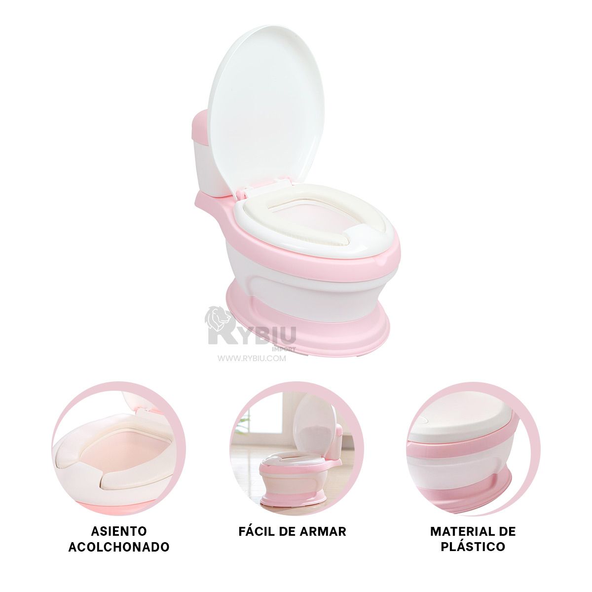 RYBIU IMPORT - Inodoro Infantil de Color Rosado