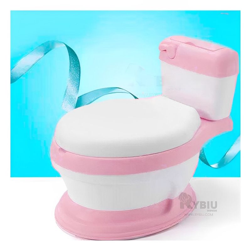 RYBIU IMPORT - Inodoro de Facil Armado en Tono Rosado Y+Papel de Regalo