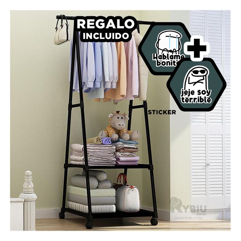RYBIU IMPORT - Perchero para Habitacion en Color Negro Y+Regalo Stickers