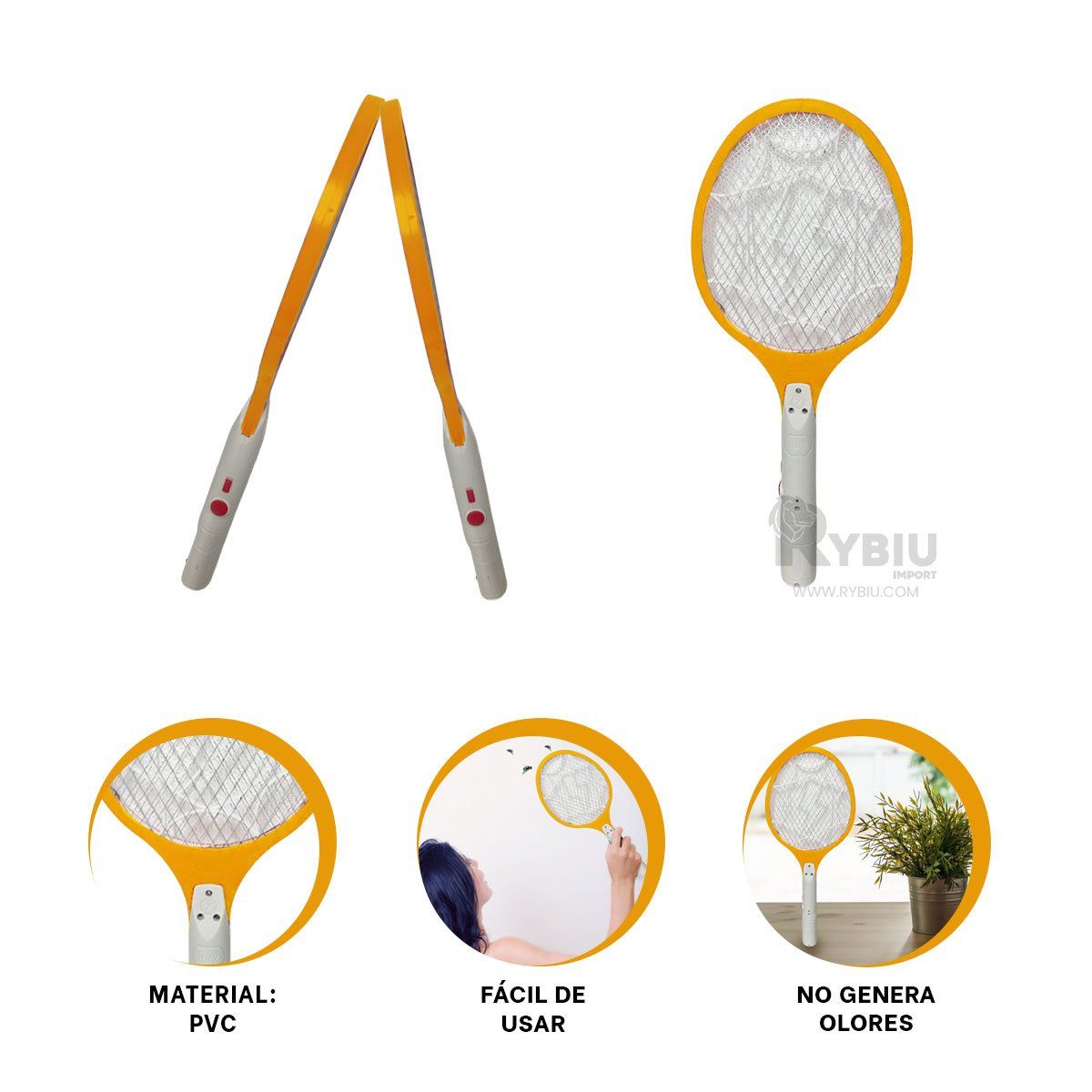 RYBIU IMPORT - Mosquitero a Pilas en Color Anaranjado Y+Gift Stickers