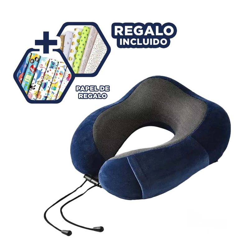 GENERICO - Almohada Cervical para Viajar Azul Espuma Y+Papel de Regalo