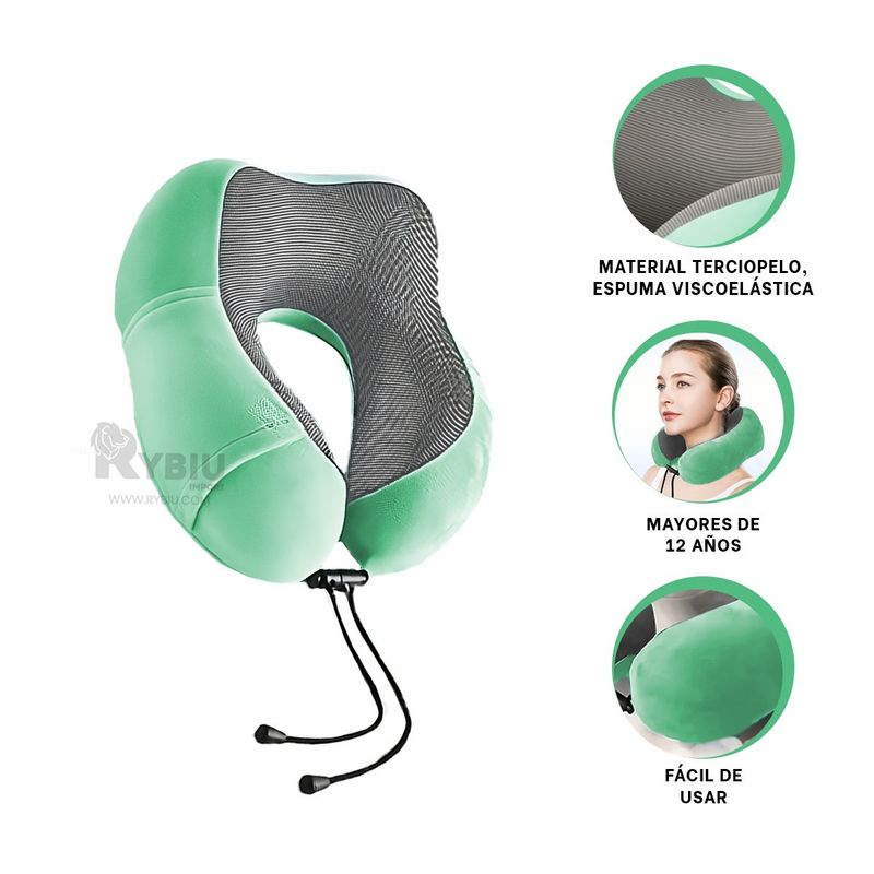 RYBIU IMPORT - Pillow Util de Cuello Color Verde Y+Regalo Ligas para Peinar