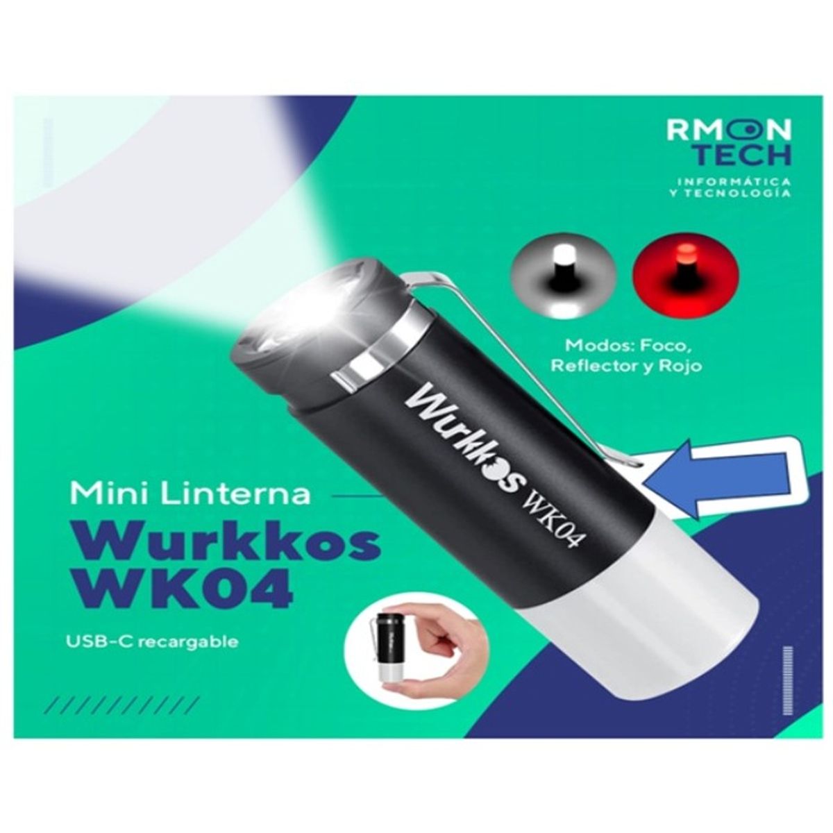 RMON TECH INFORMATICA Y TECNOLOGIA - MINILINTERNA WURKKOS WK04 CON LENTE FRESNEL PROYECTOR Y LUZ ROJA CON DIFUSOR