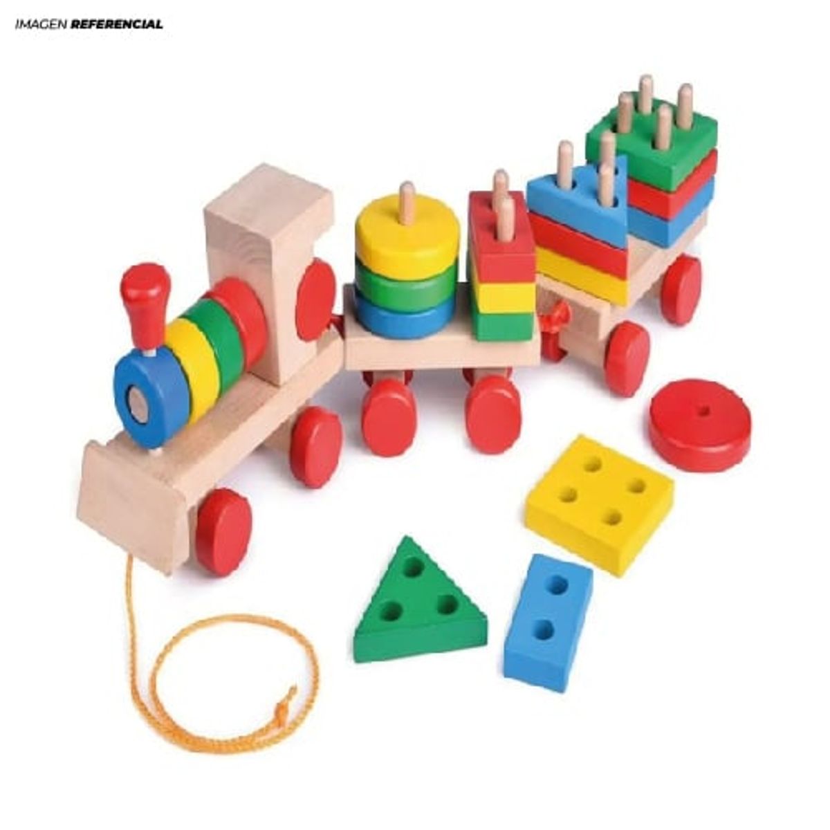 GENERICO - JUGUETE TREN DE MADERA DIDÁCTICO GEOMÉTRICO GRANDE