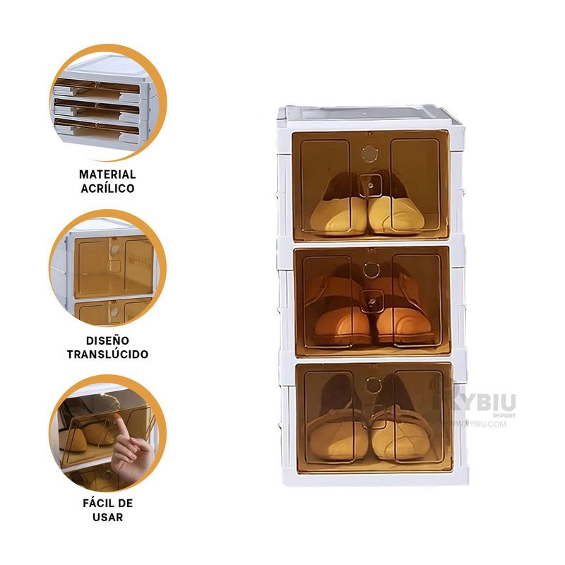 RYBIU IMPORT - Cajonera de Facil Uso con Tapa Ambar Y+Banderitas Adhesivas