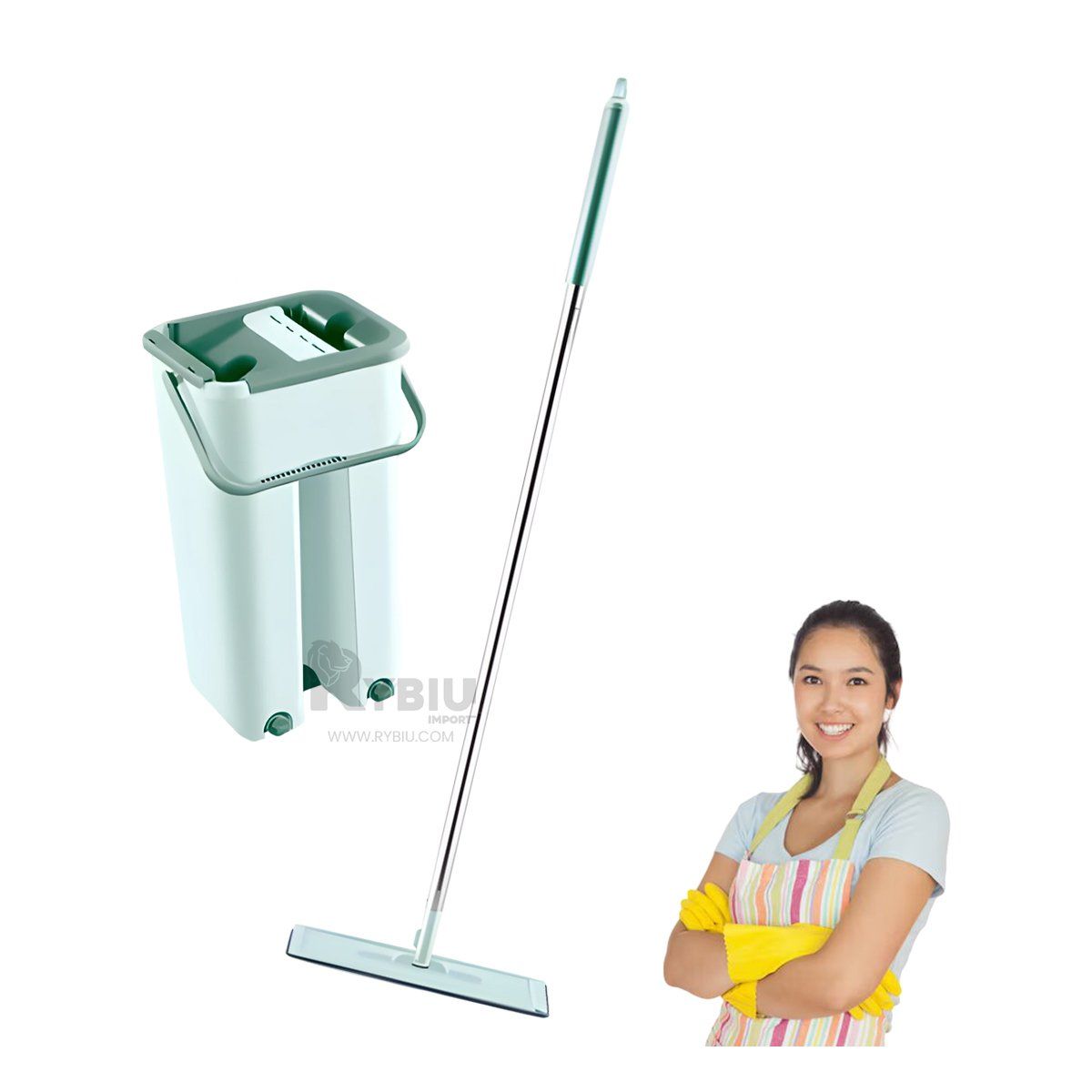 RYBIU IMPORT - Trapeador Practico para el Hogar en Verde Y+Regalo Agendita