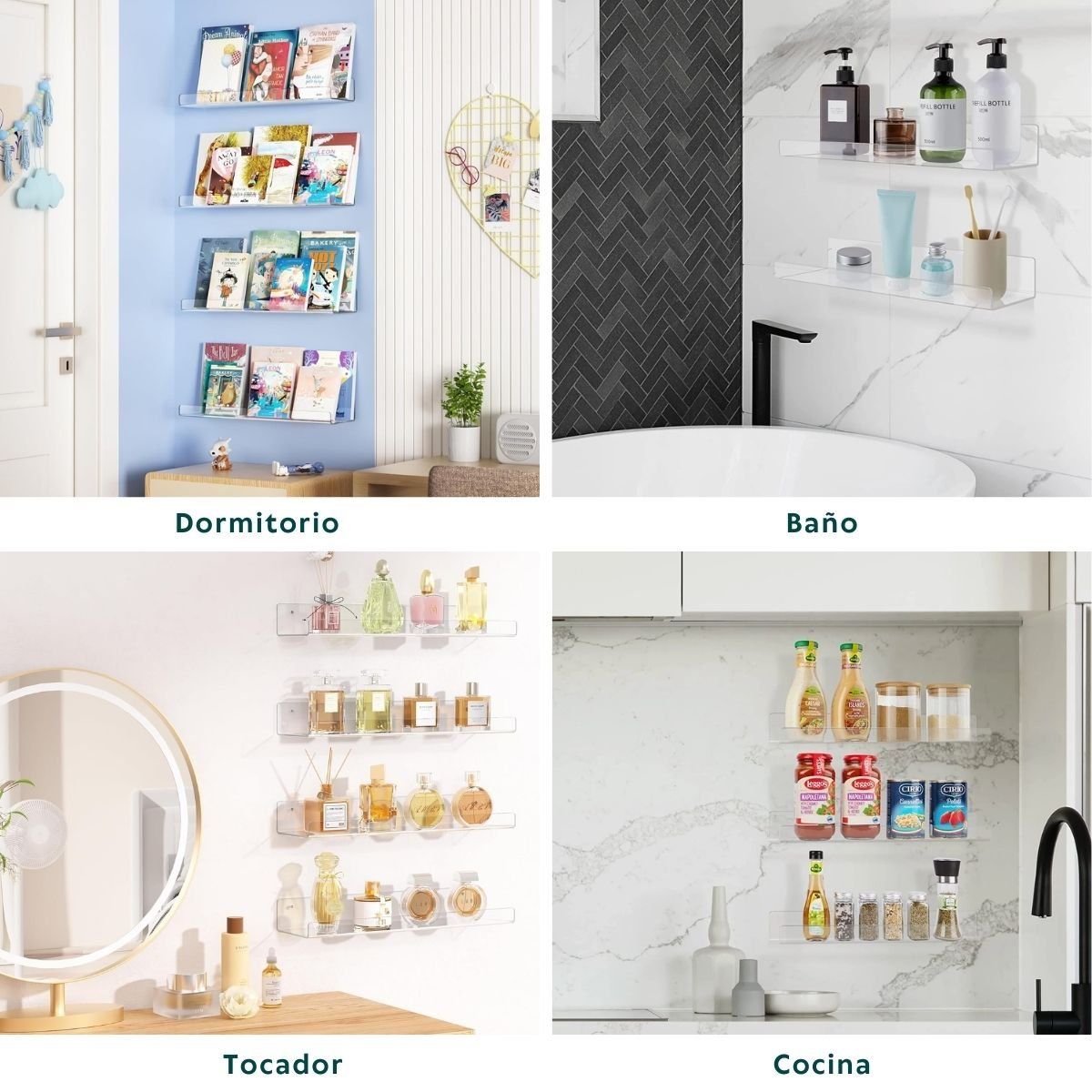 HOGARMAS - Set de 2 Estantes Acrílicos Flotantes