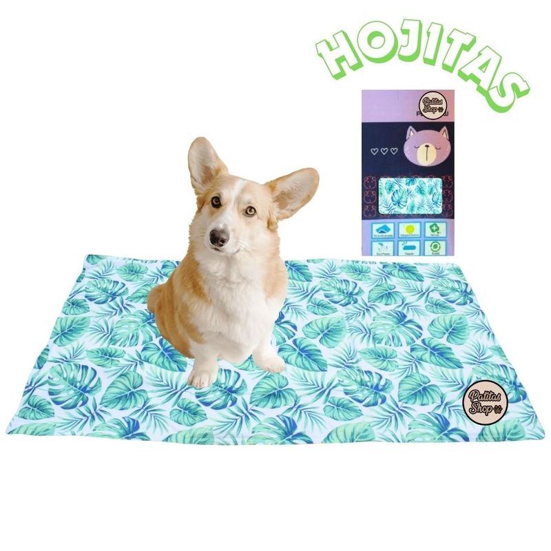 GENERICO - Manta Refrigerante para Mascotas TALLA L Diseño Hojitas