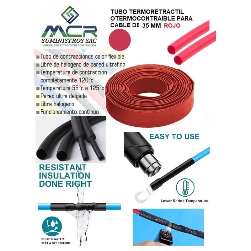 GENERICO - TUBO TERMORETRACTIL O TERMOCONTRAIBLE PARA CABLE DE 35MM PRECIOXMETRO