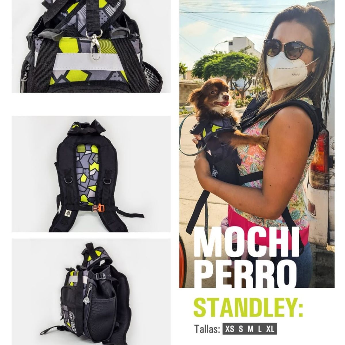 GENERICO - Mochiperro Standley Verde Gris XS
