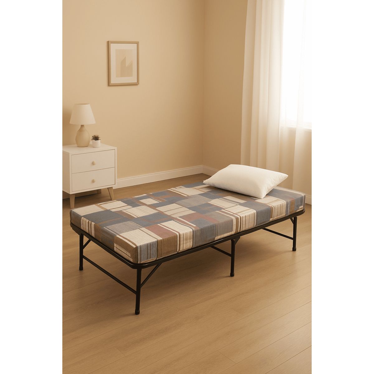 GENERICO - Cama Plegable Nacional con colchón de 4 + almohada