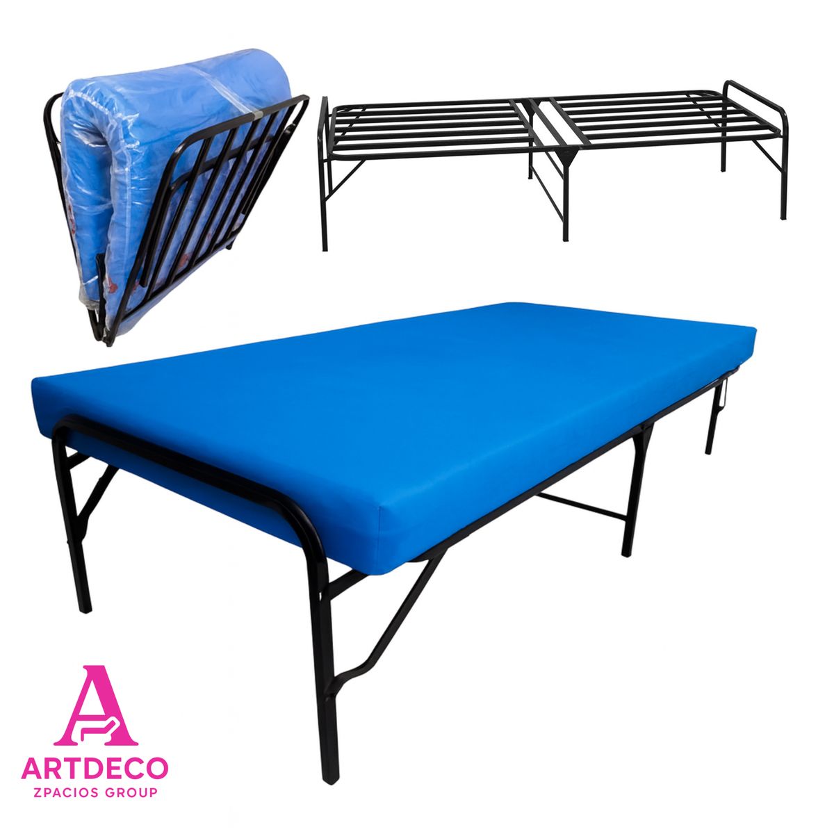 GENERICO - Cama Plegable Nacional con colchón de 4 + almohada