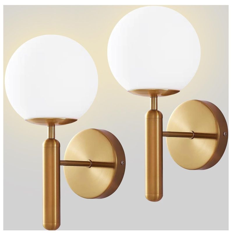 GENERICO - Pack Lámpara de pared diseño farol dorado