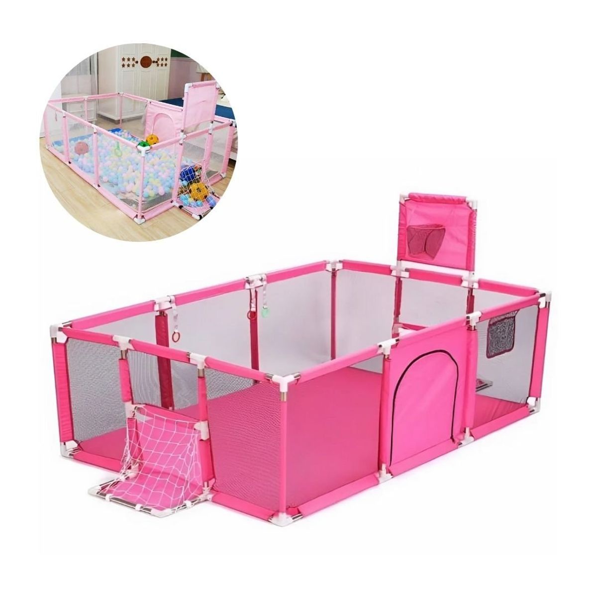 GENERICO - Corral Parque Infantil De Basquet Y Futbol Bebé Niña