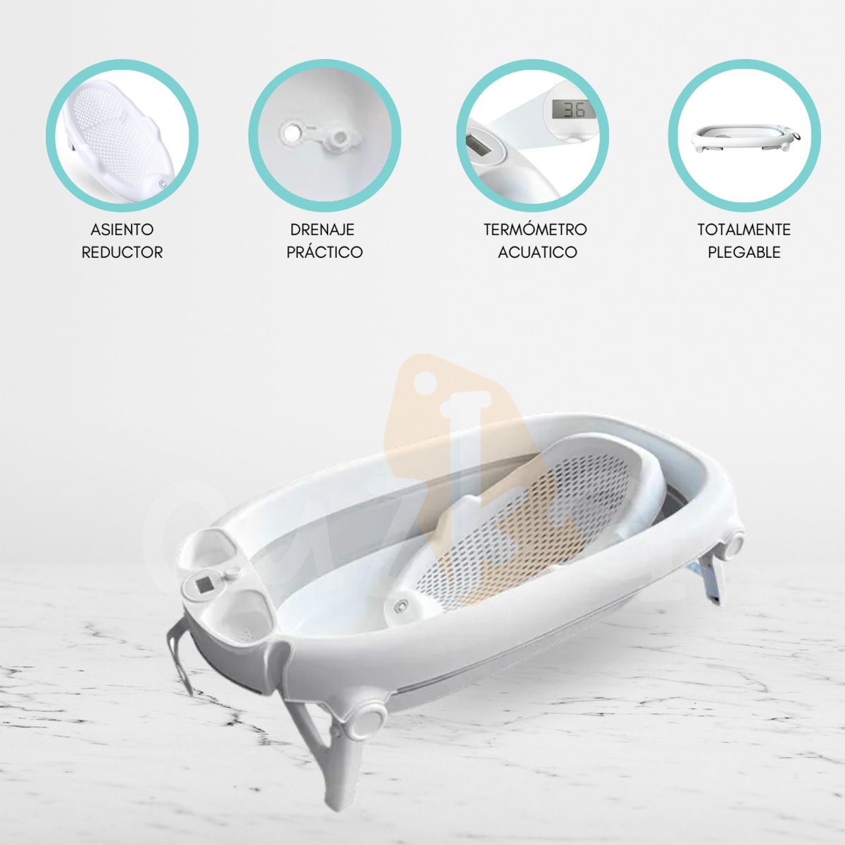 CARESTINO - Bañera con Asiento Reductor «HAWAI» Gray