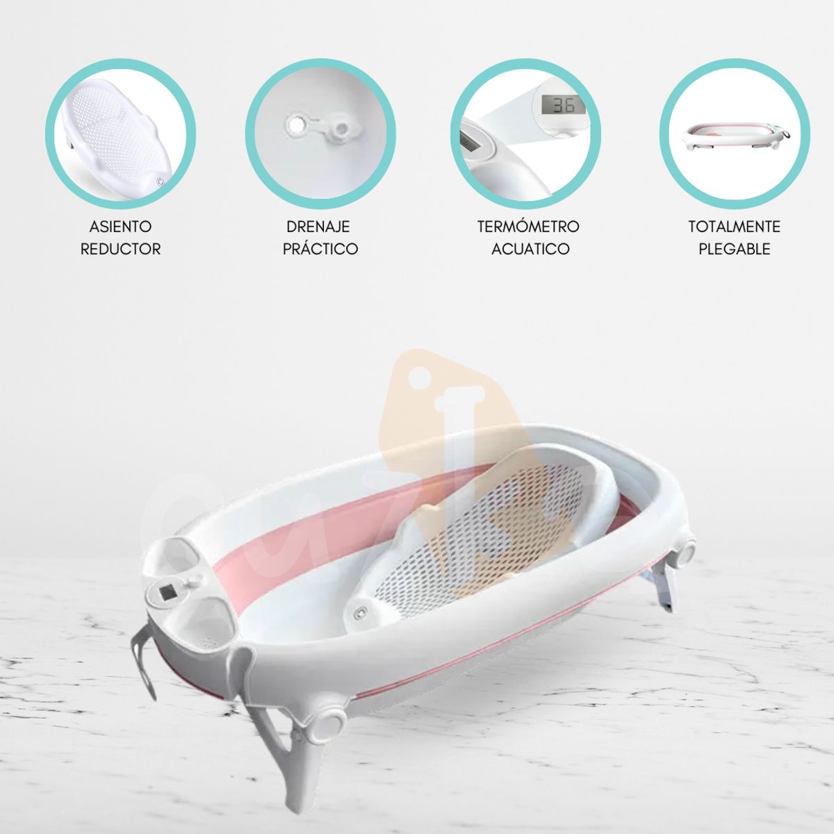 CARESTINO - Bañera con Asiento Reductor «HAWAI» Pink