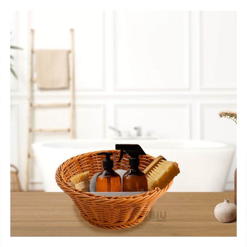 RYBIU IMPORT - Cesta Atractiva y Versatil Tejida Marron Y+Regalo Stickers